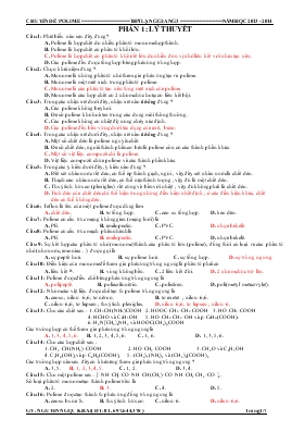 Chuyên đề polime năm học 2013 - 2014